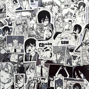 129 Chainsaw Man Black White Stickers - Aesthetic Clothes Shop 129 Chainsaw Man Black White Stickers - Aesthetic Clothes Shop