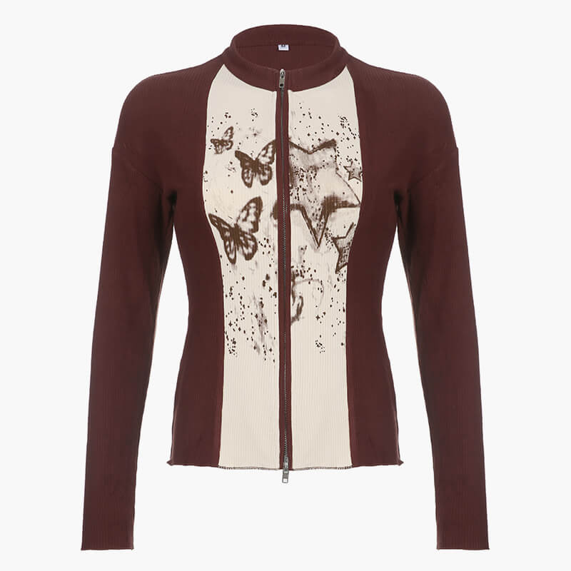 90s Aesthetic Brown Cardigan Butterflies 90s Aesthetic Brown Cardigan Butterflies