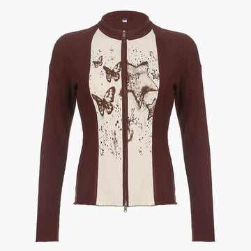 90s Aesthetic Brown Cardigan Butterflies 90s Aesthetic Brown Cardigan Butterflies