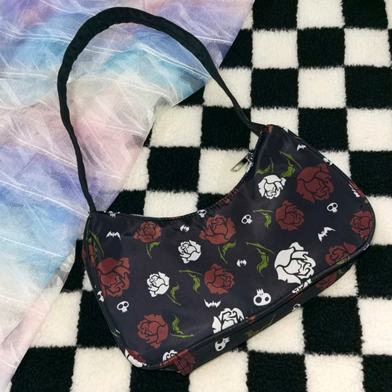 Addamscore Aesthetic Bag Roses and Skulls