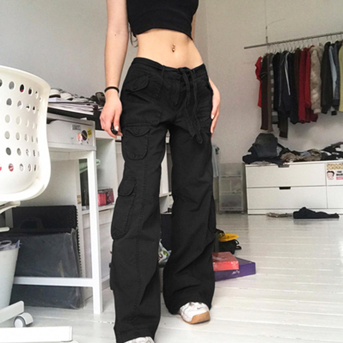 Alt Girl Multi Pocket Gray Wide Pants - Aesthetic Clothes Shop Alt Girl Multi Pocket Gray Wide Pants - Aesthetic Clothes Shop
