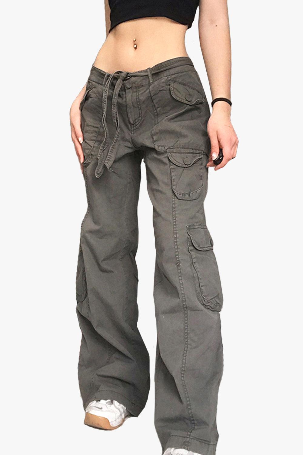 Alt Girl Multi Pocket Gray Wide Pants - Aesthetic Clothes Shop