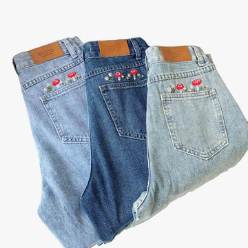 Amanita Mushroom Aesthetic Jeans - Aesthetic Clothes Shop Amanita Mushroom Aesthetic Jeans - Aesthetic Clothes Shop