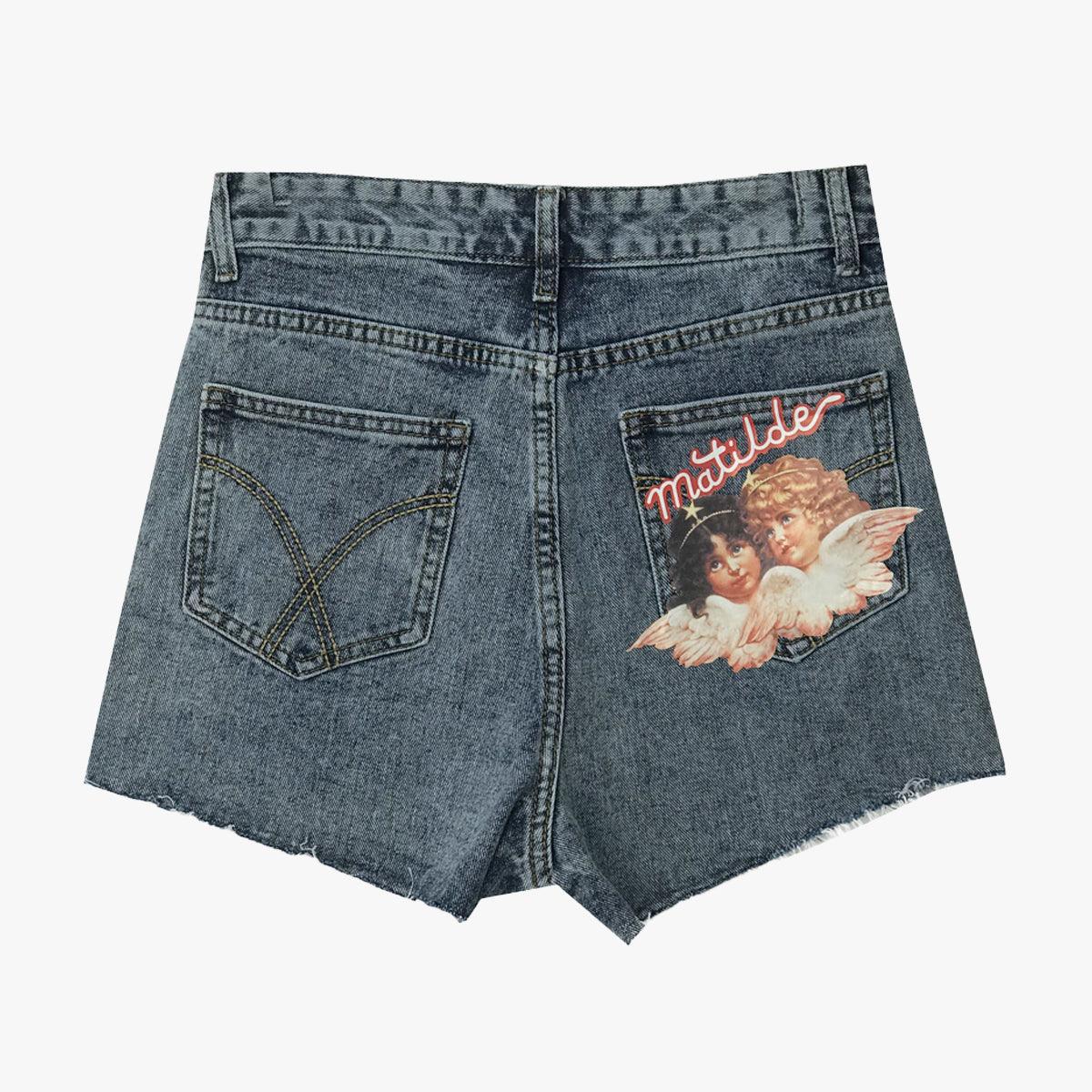 Angel Matilde Vintage Denim Shorts - Aesthetic Clothes Shop Angel Matilde Vintage Denim Shorts - Aesthetic Clothes Shop