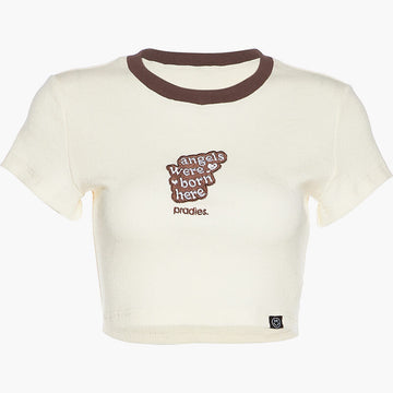 Angels Were Born Here Creamy Crop Top