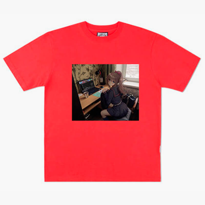 Anime Girl Dullcore Interior Laptop and Tea T-Shirt Anime Girl Dullcore Interior Laptop and Tea T-Shirt