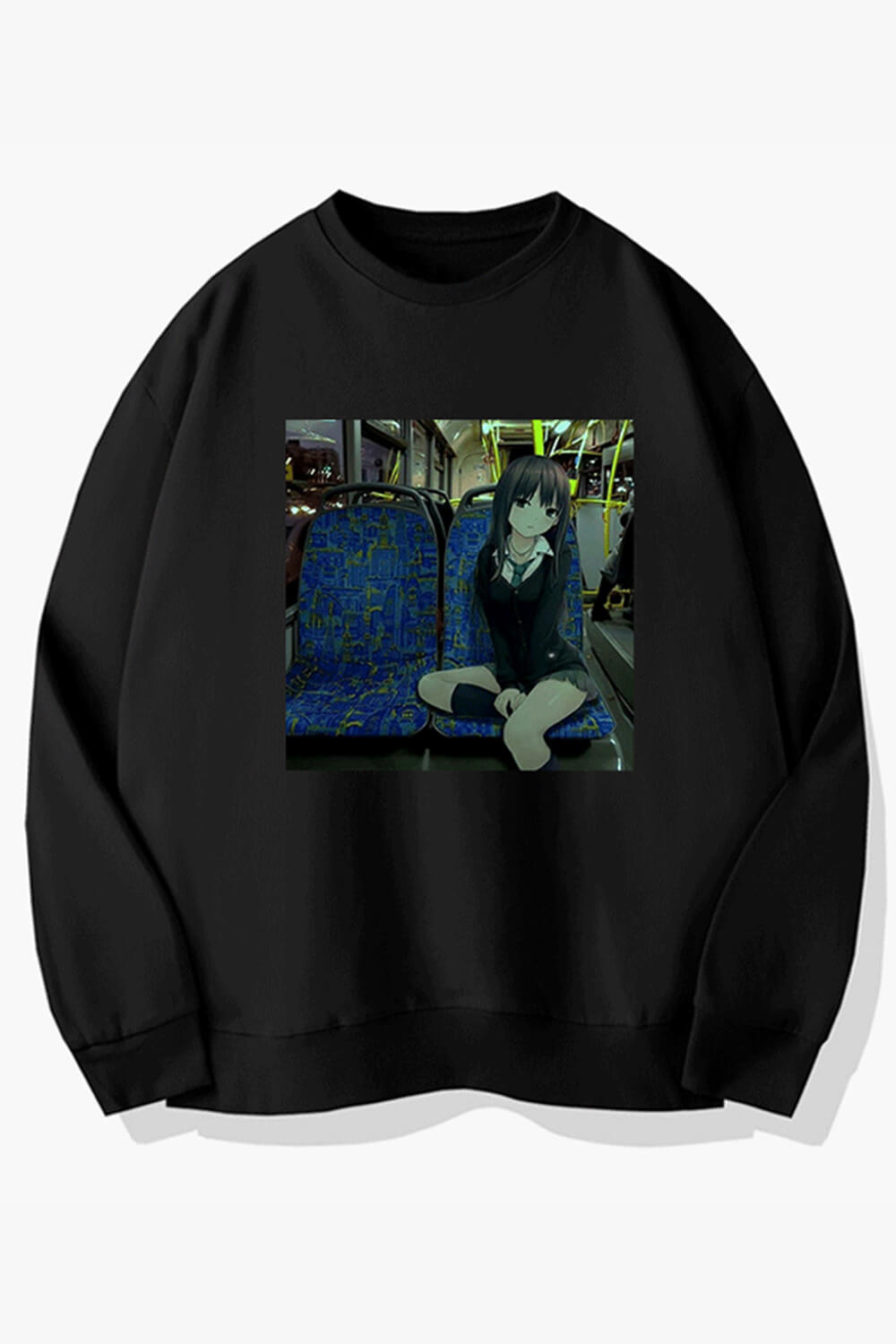 Anime GIrl in a Bus Dullcore Aesthetic Sweatshirt Anime GIrl in a Bus Dullcore Aesthetic Sweatshirt