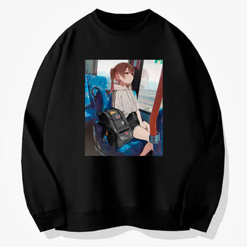 Anime Girl IRL Traveling on a Bus Sweatshirt