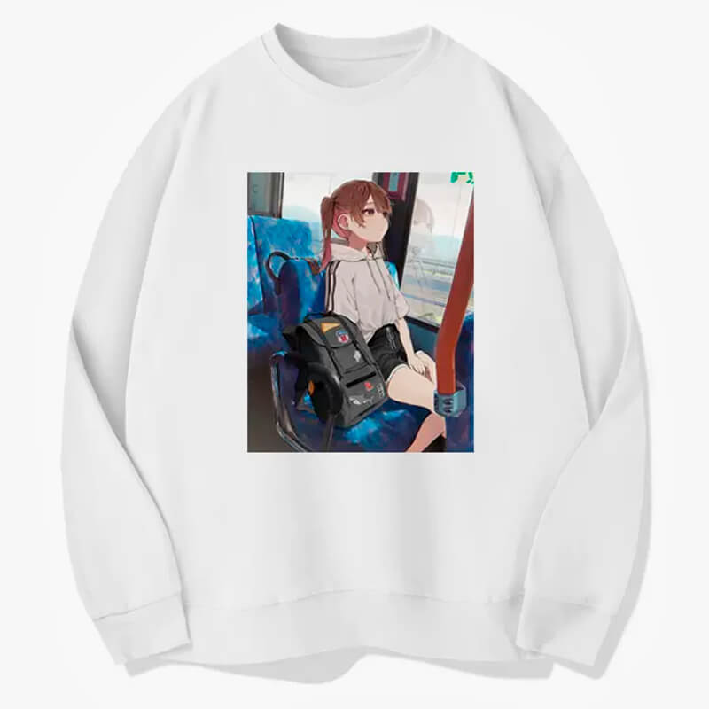Anime Girl IRL Traveling on a Bus Sweatshirt