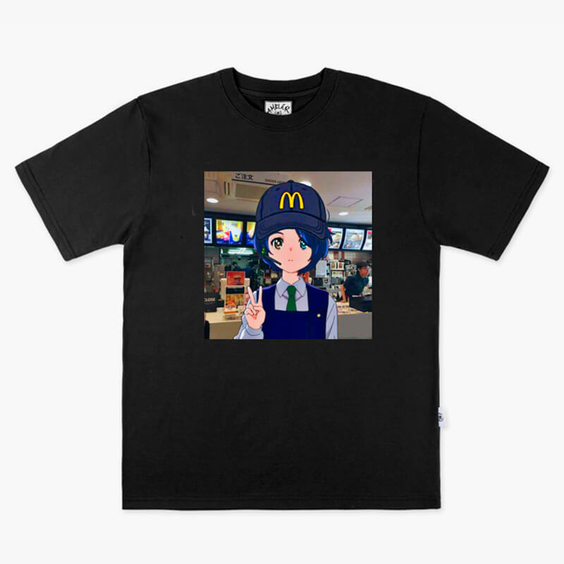 Anime Girl Mcdonalds Worker T-Shirt  Anime Girl Mcdonalds Worker T-Shirt