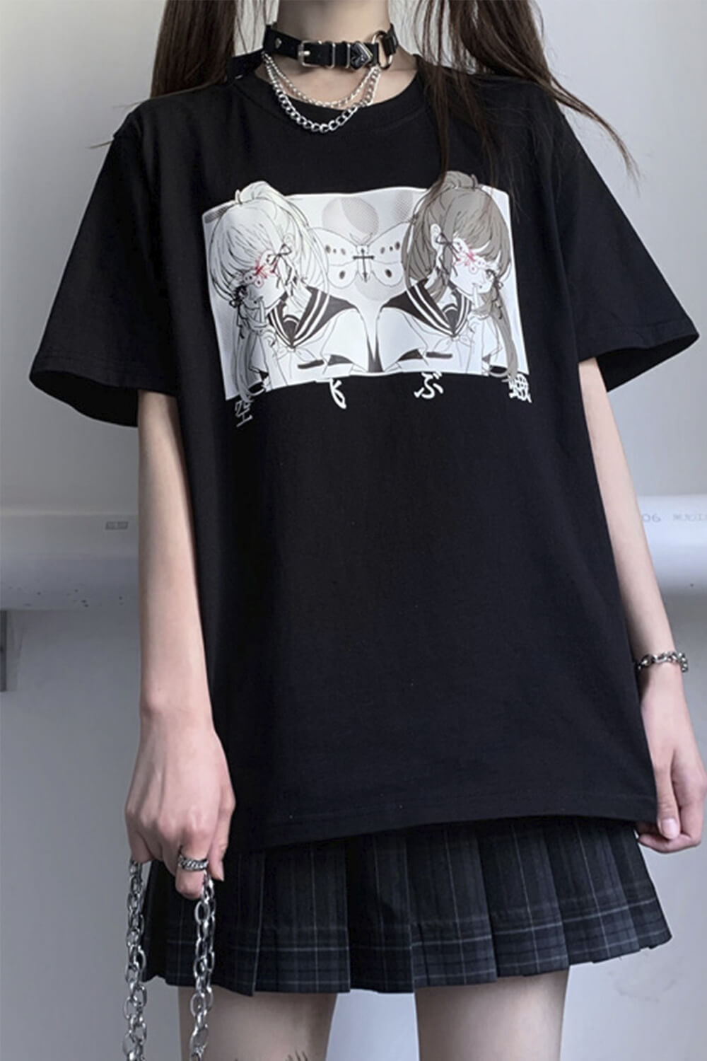 Anime School Girls T-Shirt Moth Aesthetic Anime School Girls T-Shirt Moth Aesthetic