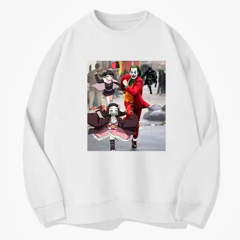 Anime Sweatshirt Joker and Nezuko Running Away Anime Sweatshirt Joker and Nezuko Running Away