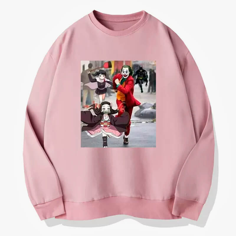 Anime Sweatshirt Joker and Nezuko Running Away Anime Sweatshirt Joker and Nezuko Running Away