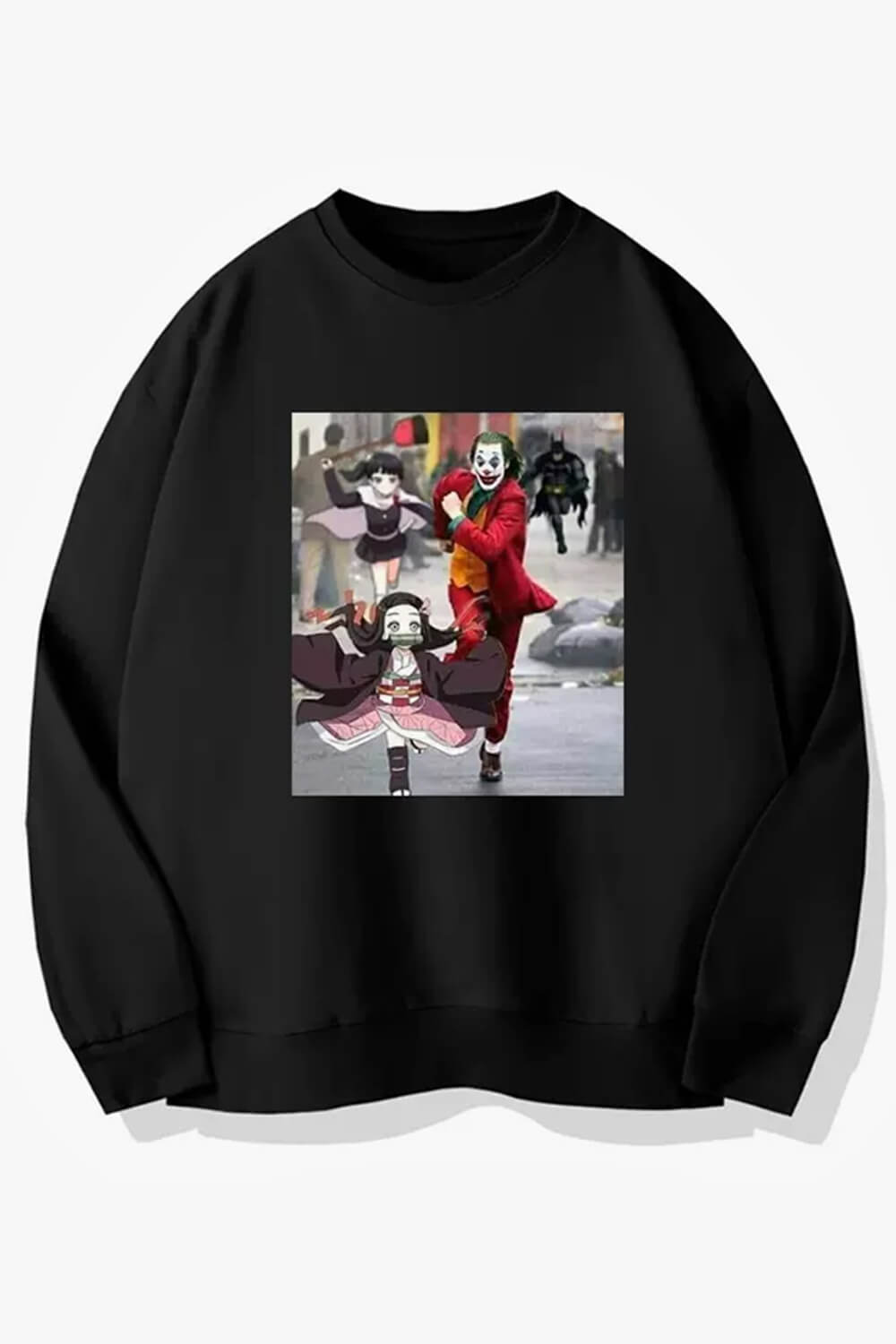 Anime Sweatshirt Joker and Nezuko Running Away Anime Sweatshirt Joker and Nezuko Running Away