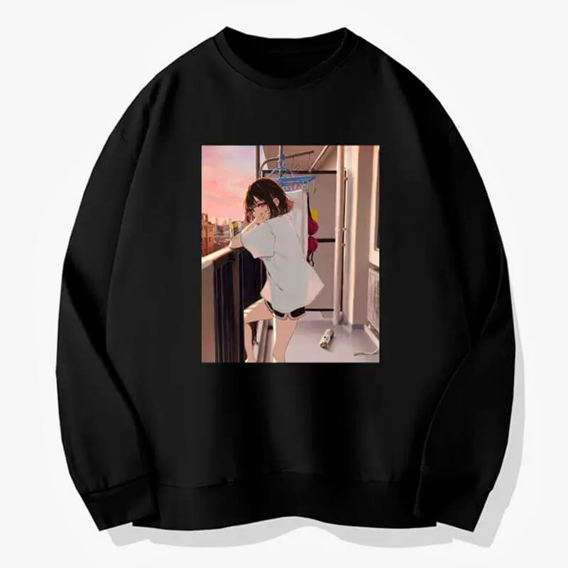 Animecore Girl on a Balcony IRL Sweatshirt Animecore Girl on a Balcony IRL Sweatshirt