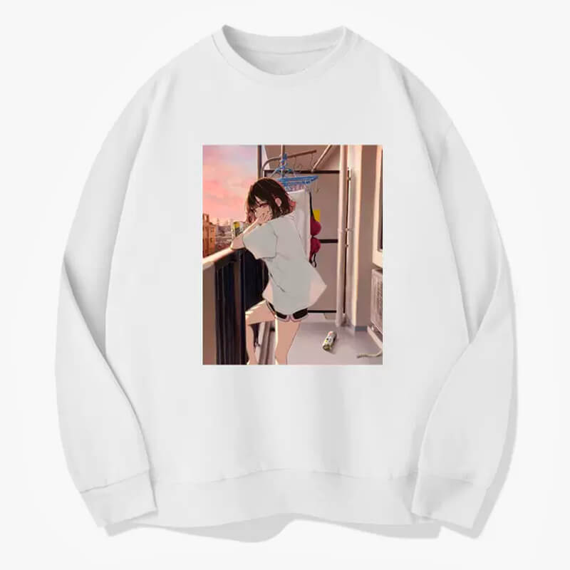 Animecore Girl on a Balcony IRL Sweatshirt Animecore Girl on a Balcony IRL Sweatshirt