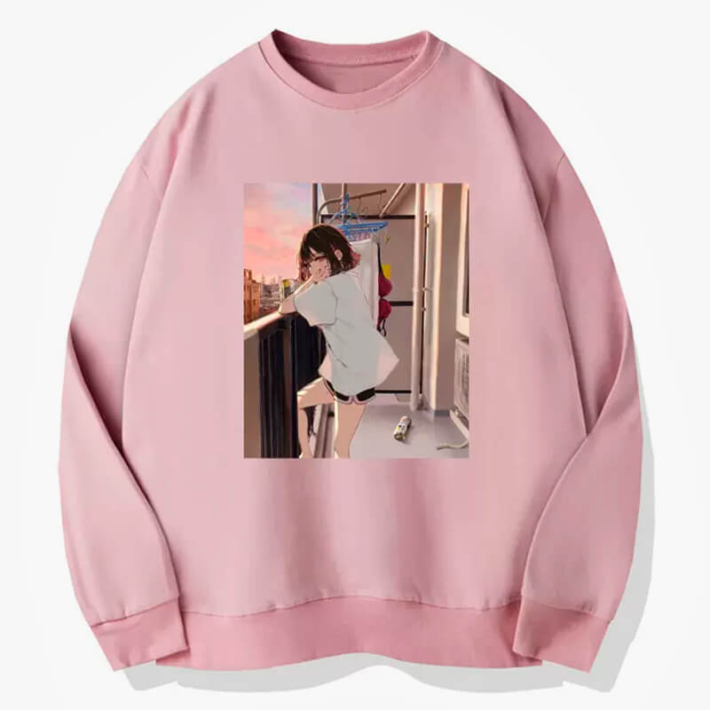 Animecore Girl on a Balcony IRL Sweatshirt Animecore Girl on a Balcony IRL Sweatshirt