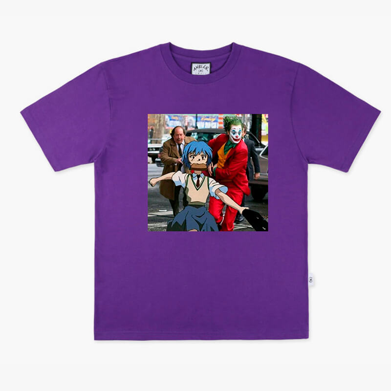 Animecore Rei Ayanami and Joker Clown Running T-Shirt Animecore Rei Ayanami and Joker Clown Running T-Shirt