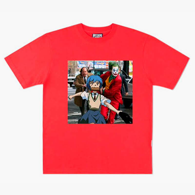 Animecore Rei Ayanami and Joker Clown Running T-Shirt Animecore Rei Ayanami and Joker Clown Running T-Shirt