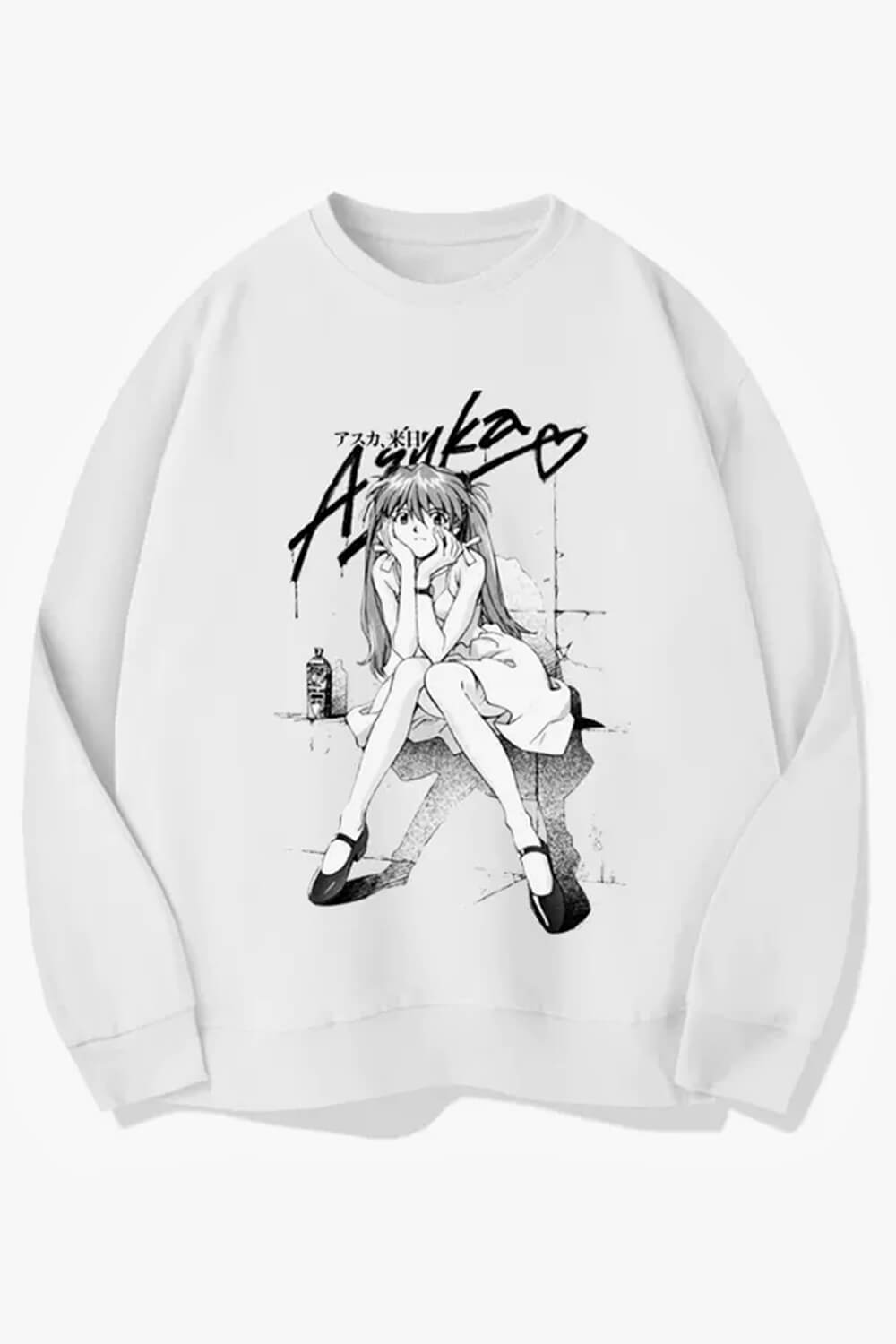Asuka Langle in White Dress Anime Sweatshirt Asuka Langle in White Dress Anime Sweatshirt