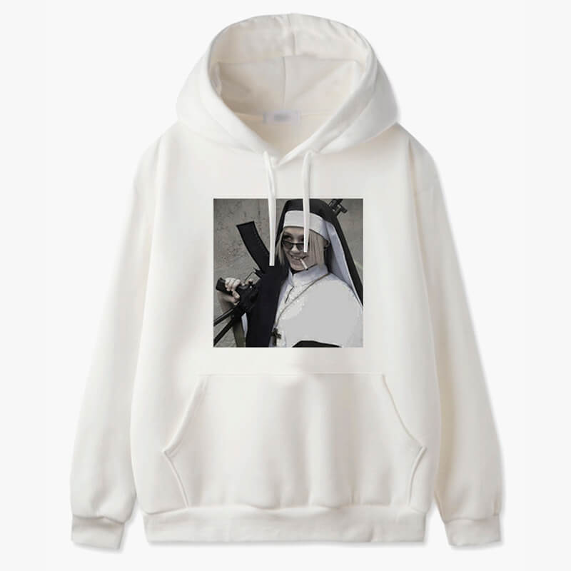 Bad Girl Aesthetic Hoodie Nun with AK 47 Rifle Bad Girl Aesthetic Hoodie Nun with AK 47 Rifle