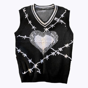 Barbed Wire Knit Vest Grunge Aesthetic - Aesthetic Clothes Shop Barbed Wire Knit Vest Grunge Aesthetic - Aesthetic Clothes Shop