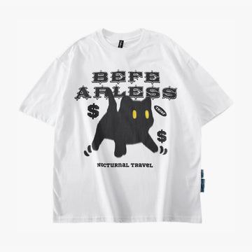 Be Fearless Black Cat Streetwear T-Shirt Be Fearless Black Cat Streetwear T-Shirt