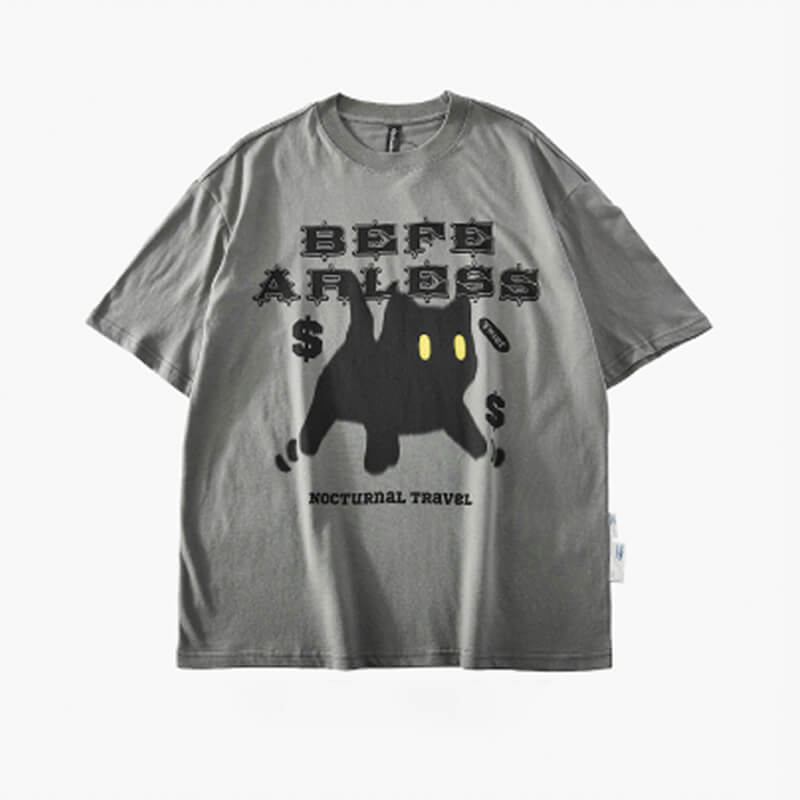 Be Fearless Black Cat Streetwear T-Shirt Be Fearless Black Cat Streetwear T-Shirt