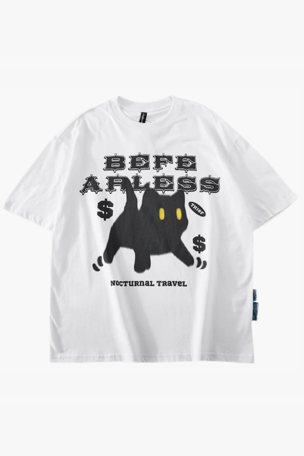 Be Fearless Black Cat Streetwear T-Shirt Be Fearless Black Cat Streetwear T-Shirt