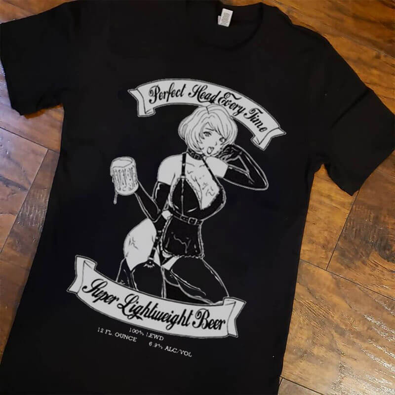 Beer Nymph Anime Girl Dark Style T-Shirt HVY BLK