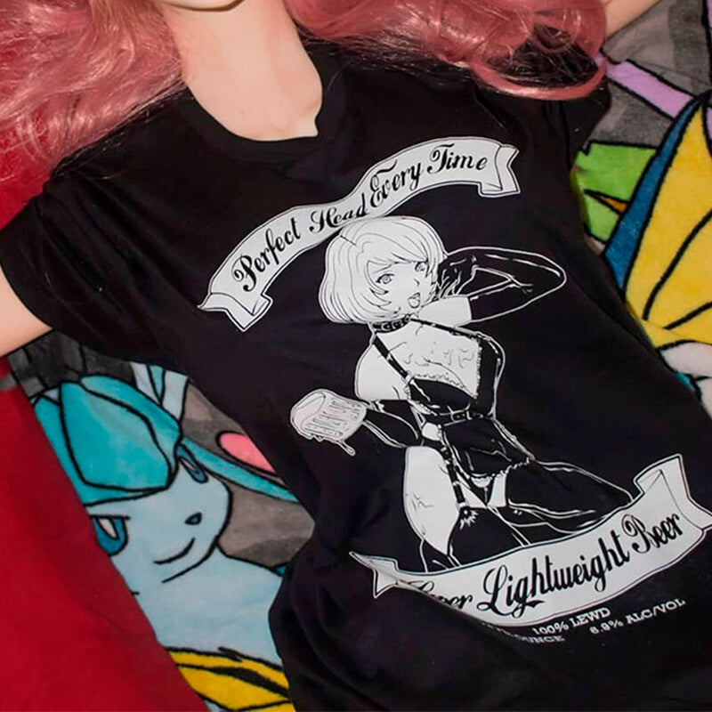 Beer Nymph Anime Girl Dark Style T-Shirt HVY BLK Beer Nymph Anime Girl Dark Style T-Shirt HVY BLK