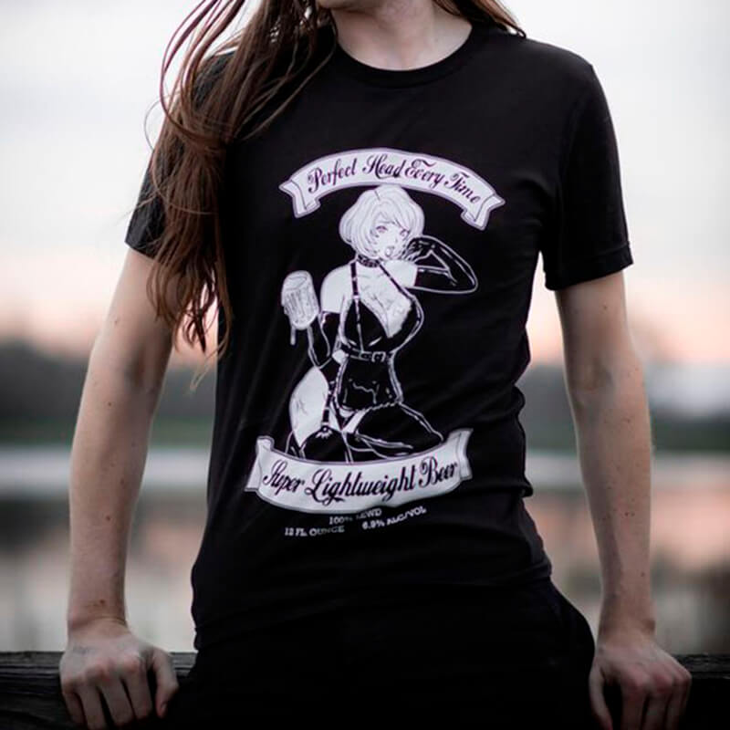 Beer Nymph Anime Girl Dark Style T-Shirt HVY BLK