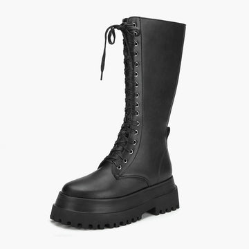 Black Alt Girl High Combat Boots - Aesthetic Clothes Shop Black Alt Girl High Combat Boots - Aesthetic Clothes Shop