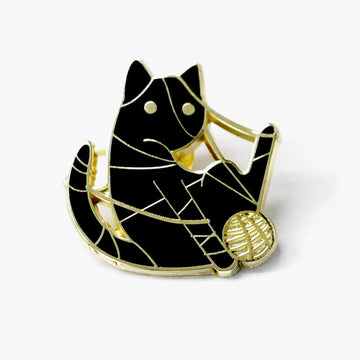 Black Cat Tangled in a Ball of Thread Enamel Pin Black Cat Tangled in a Ball of Thread Enamel Pin
