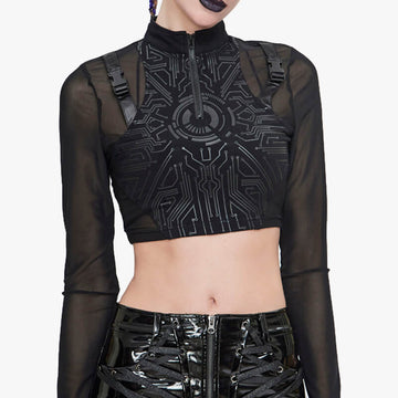 Black Cyberpunk Aesthetic Crop Top Black Cyberpunk Aesthetic Crop Top