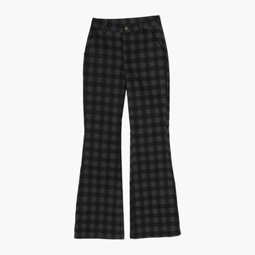 Black Plaid Aesthetic Pants Flared