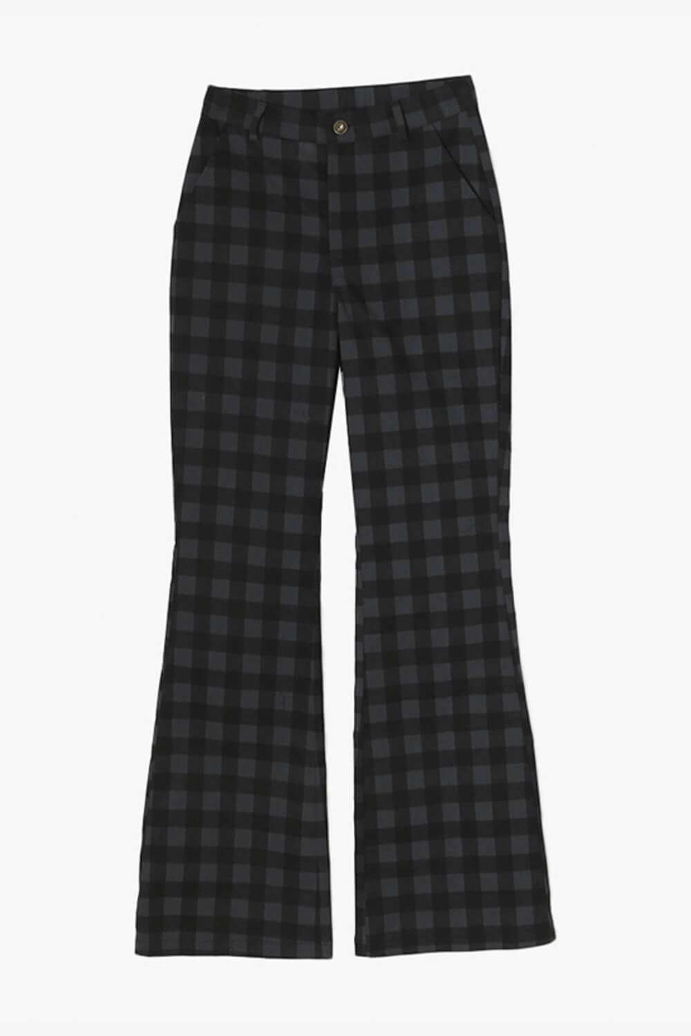 Black Plaid Aesthetic Pants Flared