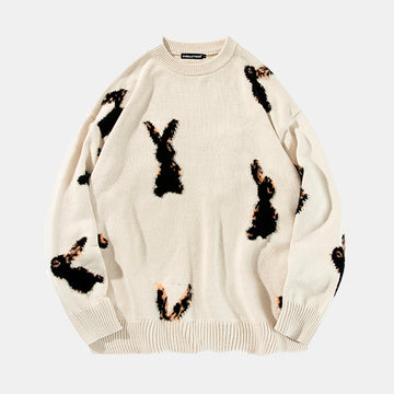 Black Rabbits Round Neck Sweater