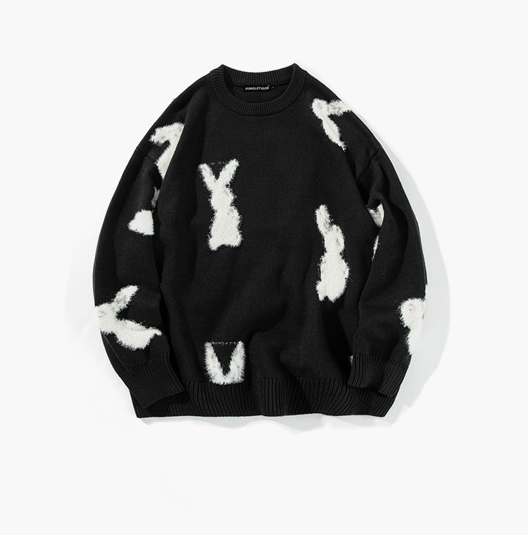 Black Rabbits Round Neck Sweater Black Rabbits Round Neck Sweater