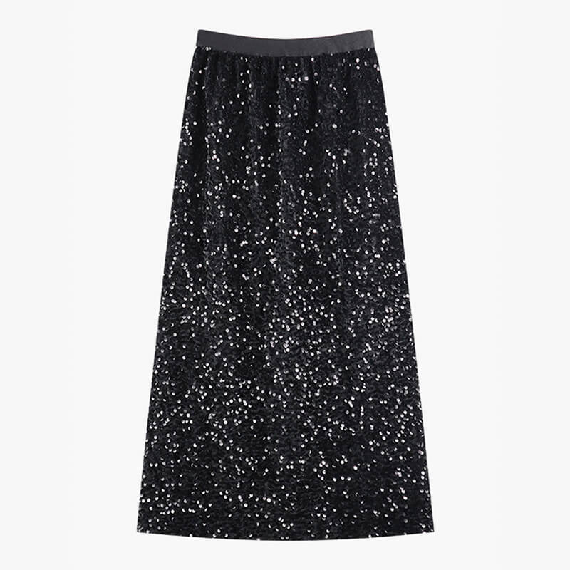 Black Sequin Midi Skirt Black Sequin Midi Skirt