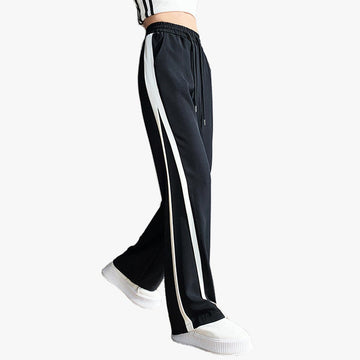 Black Sporty Side Lined Pants - Aesthetic Clothes Shop Black Sporty Side Lined Pants - Aesthetic Clothes Shop