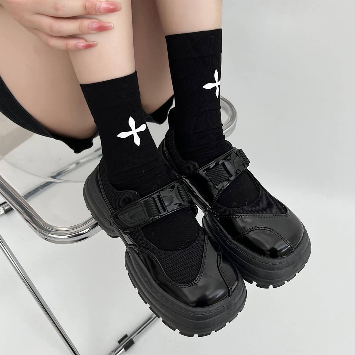 Black Y2K Aesthetic Platform Shoes - Aesthetic Clothes Shop Black Y2K Aesthetic Platform Shoes - Aesthetic Clothes Shop