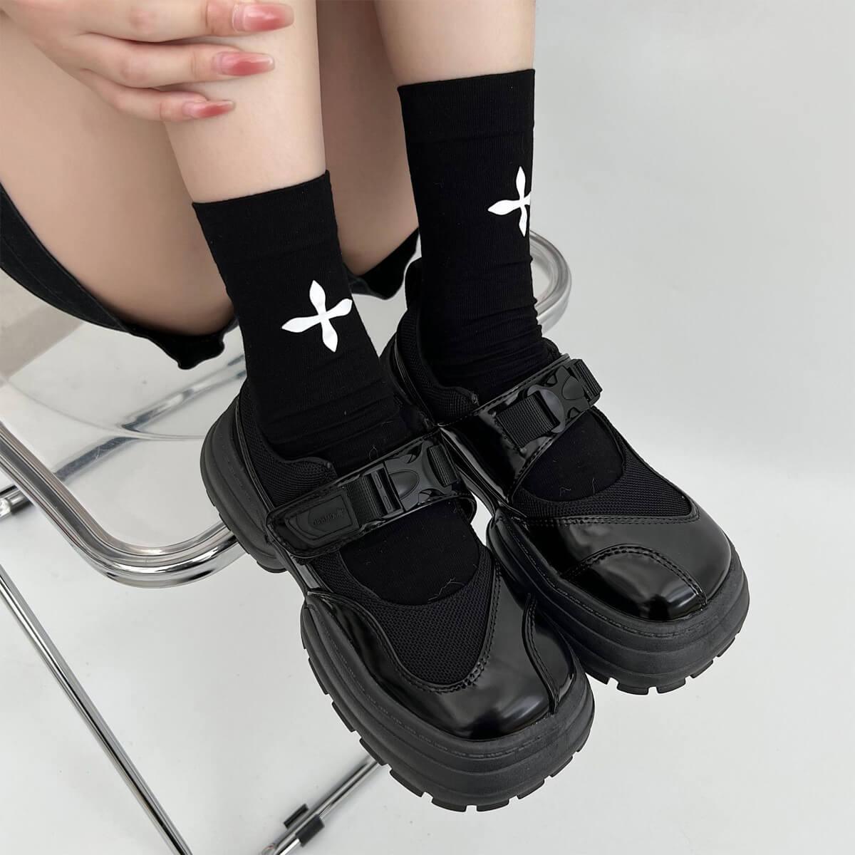 Black Y2K Aesthetic Platform Shoes - Aesthetic Clothes Shop