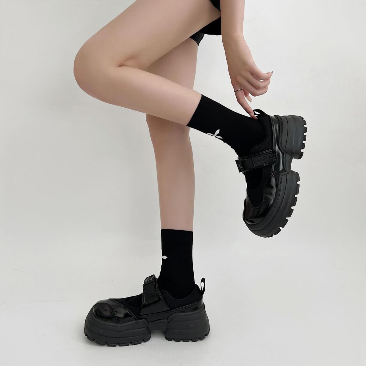 Black Y2K Aesthetic Platform Shoes - Aesthetic Clothes Shop