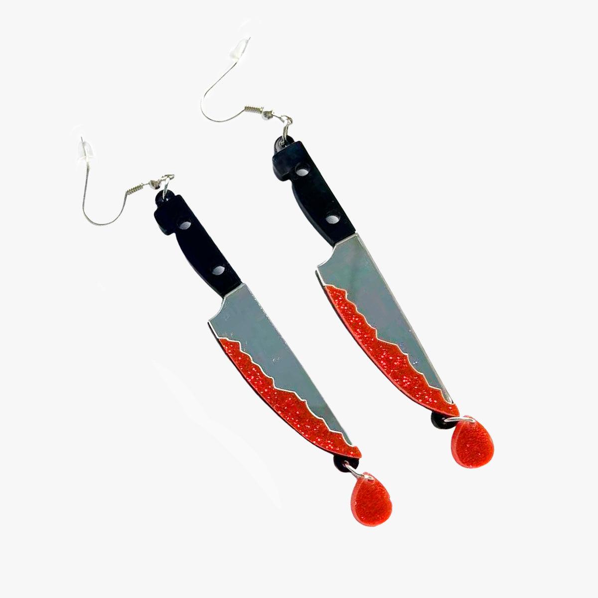 Bloody Knife Horror Aesthetic Earrings - Aesthetic Clothes Shop Bloody Knife Horror Aesthetic Earrings - Aesthetic Clothes Shop