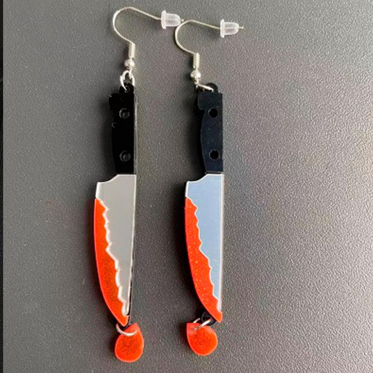 Bloody Knife Horror Aesthetic Earrings - Aesthetic Clothes Shop Bloody Knife Horror Aesthetic Earrings - Aesthetic Clothes Shop