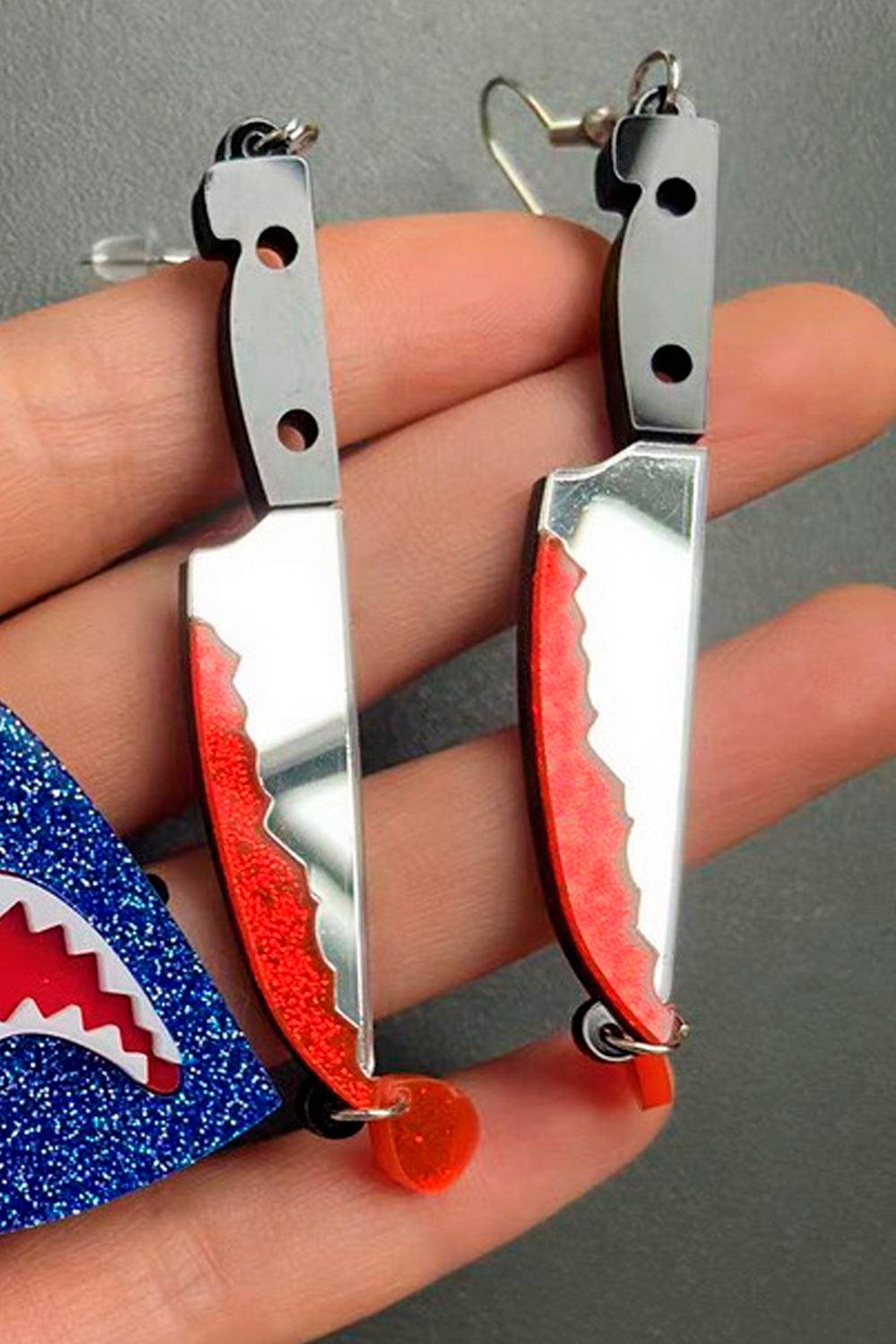 Bloody Knife Horror Aesthetic Earrings - Aesthetic Clothes Shop Bloody Knife Horror Aesthetic Earrings - Aesthetic Clothes Shop
