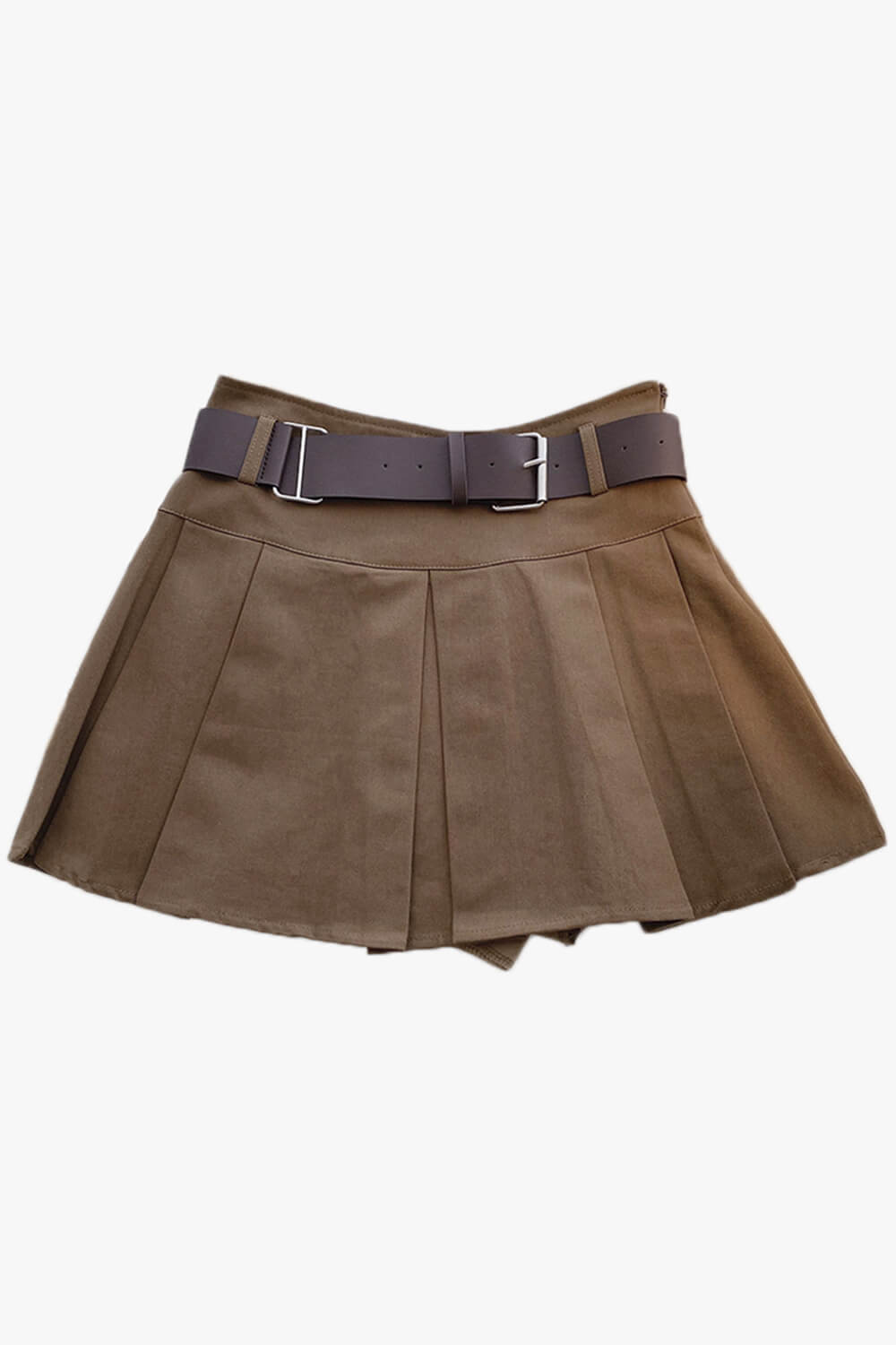 Brown Pleated Skirt With Belt Brown Pleated Skirt With Belt