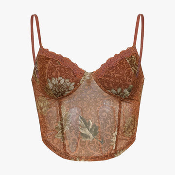Bust Shaped Floral Camisole Crop Top Bust Shaped Floral Camisole Crop Top