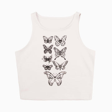 Butterfly Collection Crop Top - Aesthetic Clothes Shop Butterfly Collection Crop Top - Aesthetic Clothes Shop